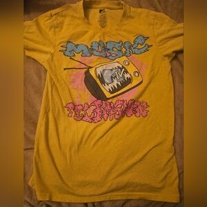 Small MTV Music Television Yellow Graphic T-Shirt *see Description*